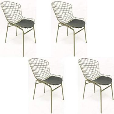 Imagem de Kit 4 Cadeiras BERTÓIA cor Rato assento preto tubular - Poltronas do Sul