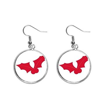 Imagem de Brinco feminino de prata com pingente de folha de Natal para festivais vermelhos