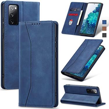 Imagem de Jasonyu Flip Carteira Capa para Samsung S20 FE,Capinha Folio Magnética de Couro com Suporte para Cartão,Suporte para Chute - Protetora Durável de TPU à Prova de Choque para Telefone,Azul