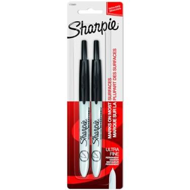 Imagem de Sharpie 1735801 Marcador Permanente Retrátil Preto Ponta Ultrafina 2 Unidades