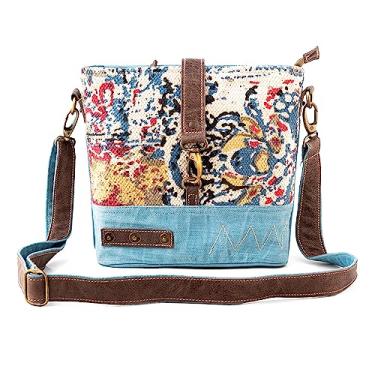 Imagem de 3B – Bolsa tiracolo e bolsa de ombro SHOUZO | Lona e couro vintage reciclado | Vem com 2 alças diferentes, Azul claro