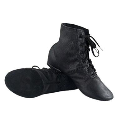 Imagem de TMEEIHNSS Botas femininas Cheapdancing de couro para prática de dança Jazz Botas altas de sola macia, preta, Preto, 36