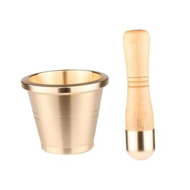 Imagem de Bothyi Conjunto de pilão de argamassa, esmagador de mão, multifuncional, fácil de usar, moedor de especiarias, jarra de latão puro para nozes, cereais, Pequeno