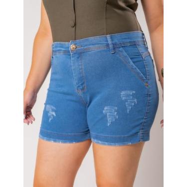 Imagem de Shorts pedal azul claro plus size cintura alta - patricia ribeiro, 46