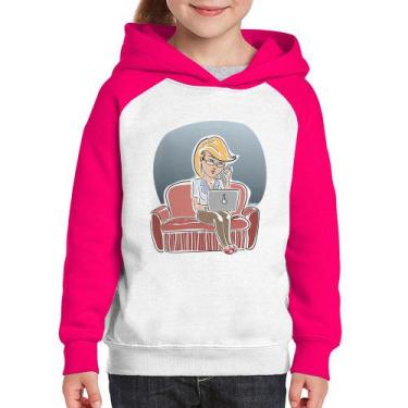 Imagem de Moletom Infantil Home Office - Foca na Moda, Branco, Rosa, 2