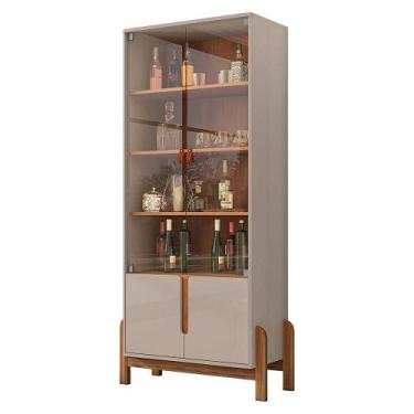 Imagem de Cristaleira 02 Portas Lia 180 Cm Off White E Cedro - D'Rossi - DROSSI