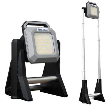 Imagem de Luminária Refletor Dimerizável Led S/ Fio Recarregável Tripé - Embralu