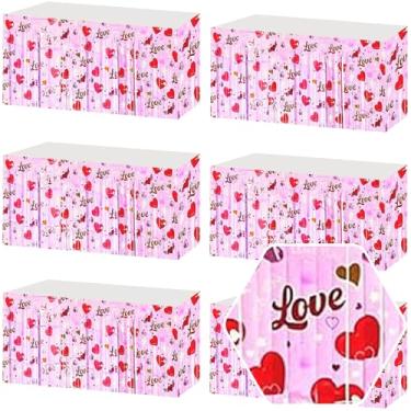 Imagem de Pacote com 6 saias de mesa com franja ondulada rosa amor 73 x 272 cm, faixa metálica para decoração de guirlanda de tinsel para desfile, dia das mães, Páscoa, casamento, decoração de festa de