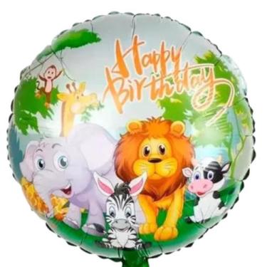 Imagem de Balão Metalizado Happy Birthday Safari 43cm Festa Decoração - Crgfesta