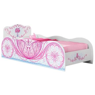 Imagem de Cama Infantil Carruagem Móveis Estrela Branco Acetinado