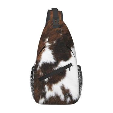 Imagem de SURERUIM Bolsa tiracolo casual mochila tiracolo bolsa de ombro personalizada academia esportes viagens caminhadas mochila para mulheres e homens, Marrom, branco, 3.5" x 7.5" x 15.3"