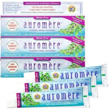 Imagem de Pasta de dente Auromere Ayurvedic Herbal Mint Free 123mL, pacote com 3
