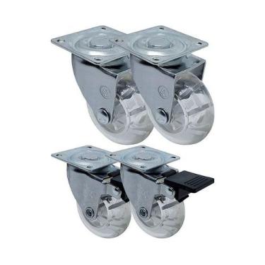 Imagem de Kit 4 un roda rodízio giratório freio gel 2 pol 50mm móveis - AJAX