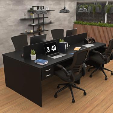 Imagem de Escrivaninha para Escritório 4 Lugares Preto