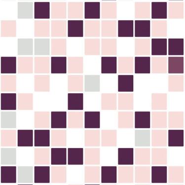 Imagem de Papel De Parede Pastilhas Lilas Branco Rosa Adesivo Cozinha