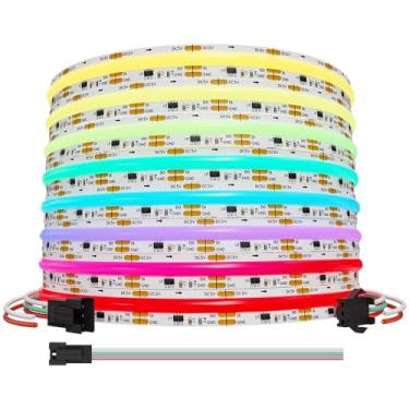 Imagem de LOAMLIN Fita De Led Dc5V Smart Ws2811 Ic Rgb Cob 5 M, 720 Leds/M 40 Ic/M 10 Mm Largura, Luz Alta Densidade, Cores Uniformes, Flexível Branca Pcb (Sem Adaptador Ou Controlador)
