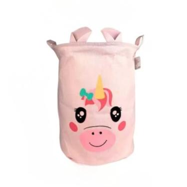 Imagem de Cesto Organizador Multiuso em Tecido Dobrável - Para Roupas, Brinquedos, Itens Domésticos (40L, Preto) - Prático e Resistente(Unicórnio 40L)