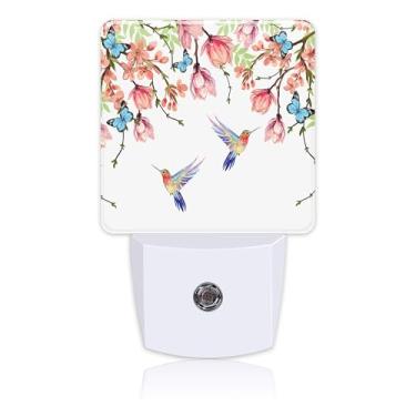 Imagem de Uiaoiais Luz Noturna Com Beija-Flores E Borboletas Azuis, Sensor De Anoitecer Amanhecer, Para Decoração Quarto Crianças, Meninas, Meninos, Mulheres Homens, Corredor, Cozinha, Banheiro, Berçário Esca