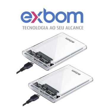 Imagem de Case HD e SSD Externo KIt 2 Exbom Transparente SATA 2.5 USB 3.0 CGHD35