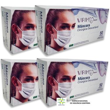 Imagem de Mascara Descartavel Hospitalar Tripla Camada TNT Anvisa Cor Branco 200