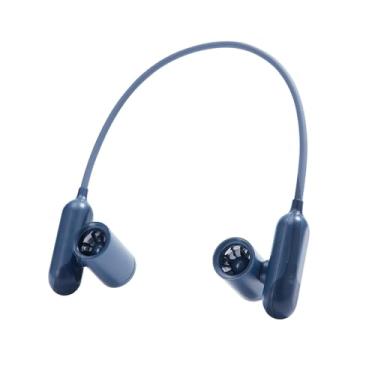 Imagem de Fenteer Pescoço pendurado ventilador pessoal leve mãos livres portátil sem folhas para atividades ao ar livre esportes equitação viagens caminhadas, Azul