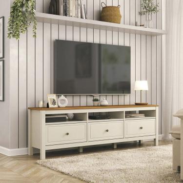 Imagem de Rack para Tv 75 Polegadas 3 Gavetas 180cm Ananda Cabecasa Madeiramadeira Off-white/Mel