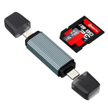 Imagem de Adaptador de leitor de cartão SD USB C Lightning (2 em 1) para câmera digital iPhone 16 15 Pro Max Micro SD TF transferência de fotos para Apple para iPad tipo C, MacBook, acessórios Android