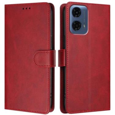 Imagem de Asdsinfor Capa carteira para Motorola Moto G24 Power 4G, [bloqueio RFID] 3 porta-cartões [capa interior de TPU à prova de choque] Capa protetora magnética de couro PU para Moto G24 Power 4G, vermelho