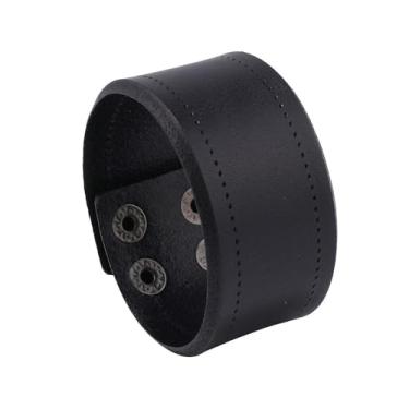 Imagem de YOUFINE Pulseira de couro para homens e mulheres, ampla de couro bovino, ajustável, feita à mão, estilo retrô, Two Size, Couro, Sem Pedra Preciosa