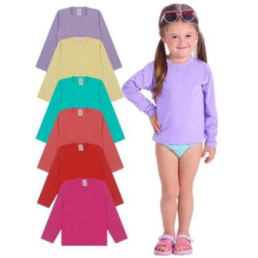 Imagem de Kit 3 Camisetas bebê Menina Proteção Manga Longa camisa termica menina