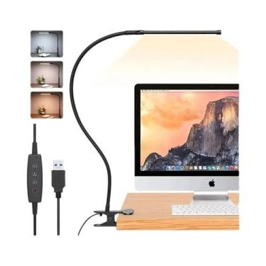 Imagem de Luminária De Mesa LED Regulável Com Clip USB, 3 Temperaturas De Cor E 