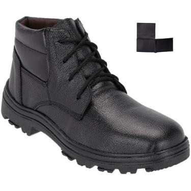 Imagem de Bota de Couro Legítimo Masculina Cano Curto Confortável Biqueira em PV