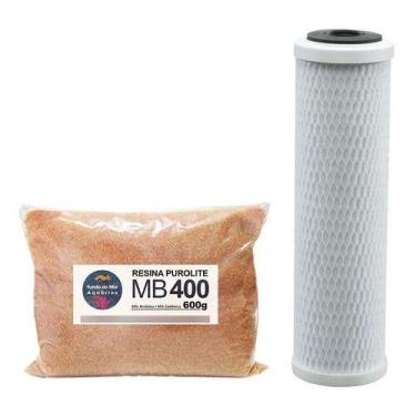 Imagem de Cartucho Recarregável + Resinamb400 + Carvão Block 9 3/4 - Fdma Filtro