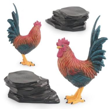 Imagem de Estatueta Rooster, 4 peças, modelo realista de animal de fazenda em PV