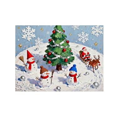 Imagem de Pinturas em tela Natal-Quadros Decoração de Parede-Árvore Natal boneco neve-Inverno Paisagens Impressões para Sala de Estar 60x80cm Sem Moldura