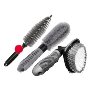 Imagem de Mqetly Kit de escova para limpeza de pneus de carro com 3 peças, limpador de rodas, multiuso, fácil de usar, durável, suprimentos para limpeza de pneus de