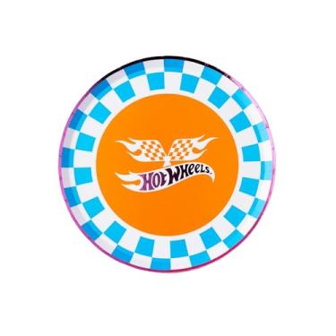 Imagem de Hot Wheels x Bonjour Fête Checker Pequenos Pratos de Festa de Papel | Bolo Descartável | Licenciado Oficial Mattel | Suprimentos e Decoração de Festa Premium | Festas de Aniversário Infantil, Tema de