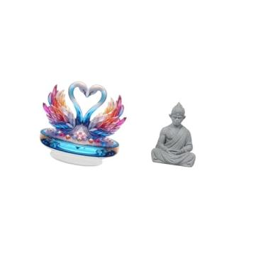 Imagem de Fenteer Escultura de Buda em Acrílico, Figura de Macaco, Decoração de Armário, Estante, Ornamento de Escritório, Miniatura Colecionável, Estátua de Sol Wukong