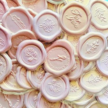 Imagem de 54 peças de adesivos vintage de lacre de cera para decoração de envelope de carta de diário, aniversário, festa de casamento, faça você mesmo, selos de lacre de cera sintética (rosa misto)
