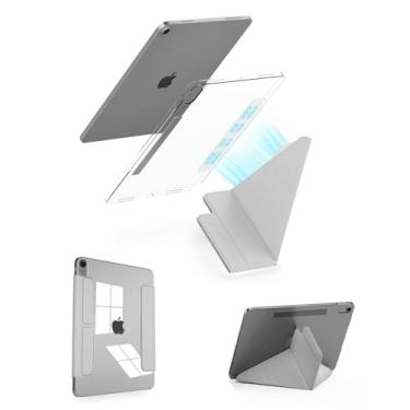 Imagem de Feams Capa Y Fold para iPad mini 7 A17 Pro de 8,3 polegadas 2024/iPad Mini 6 2021, capa frontal magnética removível em forma de Y com fecho magnético e hibernação automática, cinza