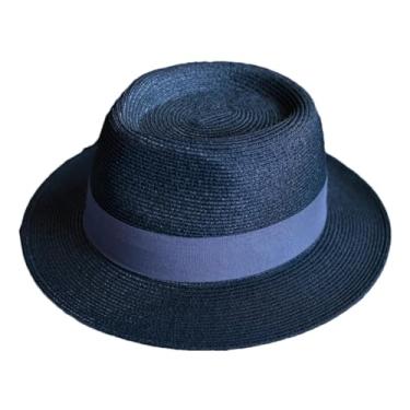 Imagem de Chapéu masculino de verão em forma macia, aba larga, praia, proteção UV, chapéu de jazz feminino, preto, cinza, rotina, 55-57 cm