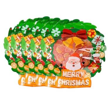 Imagem de Sacos de guloseimas em forma de guirlanda de Natal, 5 peças de sacos autoadesivos de doces de Natal, suprimentos de lembrancinhas de festa de Natal de inverno