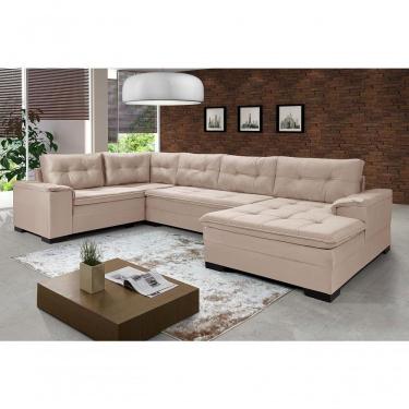 Imagem de Sofá Viena 3 Lugares Com Chaise E Canto Premium Império Areia Areia 376