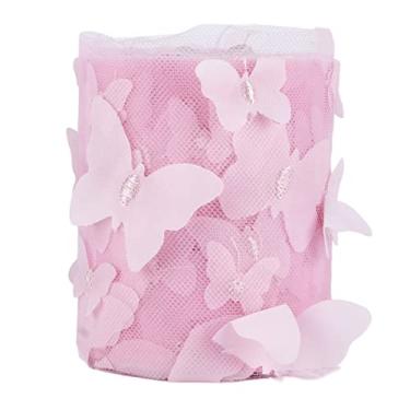 Imagem de Rolo de tule para costura, rolo de fio de rede colorido, acessórios para cabelo diy, material de tecido, rolo de tule para decoração de festa de casamento, poliéster, 8 cm de (Rosa)