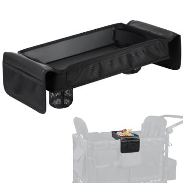 Imagem de Myvikcar Bandeja de lanche com porta-copos dobráveis e profundos para acessórios de carrinho de bebê Wonderfold, bolsos laterais pendurados, fácil de limpar e instalar (série W4)