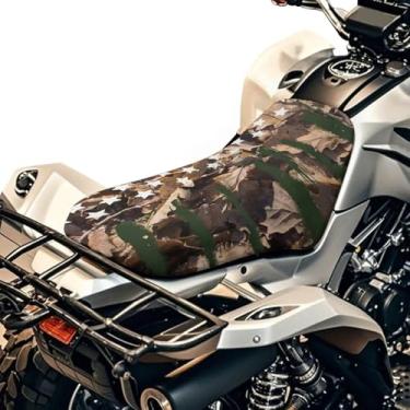 Imagem de Howilath Capa de assento de quadriciclo de ajuste universal, acessórios de quatro rodas, capa de assento de motor compatível com Sportsman Rancher Foreman Scrambler - camuflagem bandeira americana