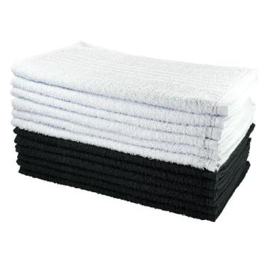 Imagem de Kit 12 Toalhas Fitness Academia Perfeito Estilo, Preto e Branco