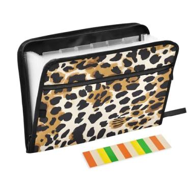 Imagem de CEBUGI Pasta expansível de 13 bolsos, impermeável, sanfonada, organizador de arquivos com etiquetas tamanho A4, organizador de documentos de papel para escola, material de escritório, impressão animal