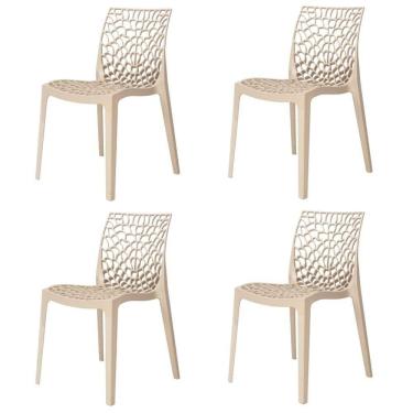 Imagem de Kit 4 Cadeiras Empilhável Inmetro Gruvyer Fratini Polipropileno Fendi Capacidade Suporta 182 Kg