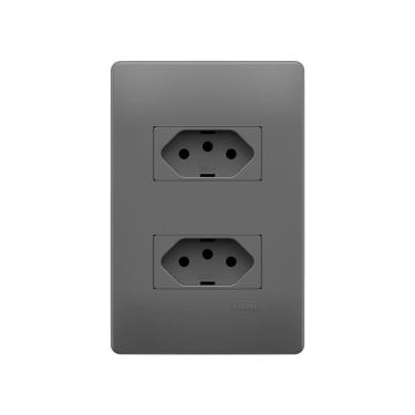 Imagem de Tomada Dupla Fame Habitat Onix 2p+t 20a Com Placa 4x2 Onix